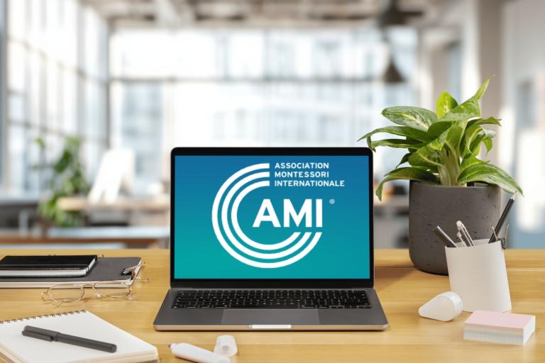 Laptop with AMI logo