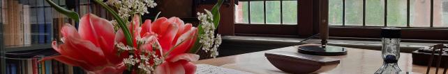 Maria Montessori's desk in her study preserved in the Maria Montessori House