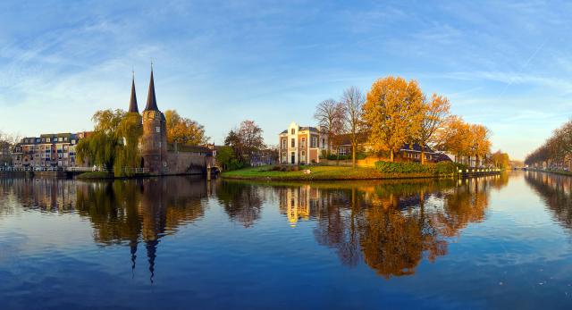 Delftse Schie Canal and the Eastern Gate, Delft, The Netherlands