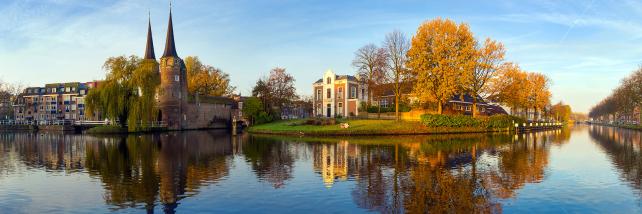 Delftse Schie Canal and the Eastern Gate, Delft, The Netherlands